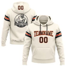 Load image into Gallery viewer, Custom Stitched Cream Black-Orange Football Pullover Sweatshirt Hoodie