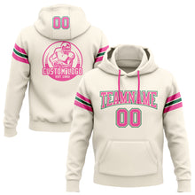 Load image into Gallery viewer, Custom Stitched Cream Pink-Kelly Green Football Pullover Sweatshirt Hoodie