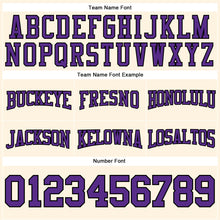 Load image into Gallery viewer, Custom Stitched Cream Purple-Black Football Pullover Sweatshirt Hoodie