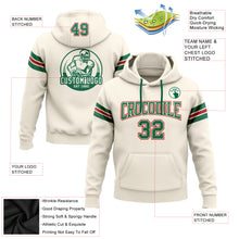 Load image into Gallery viewer, Custom Stitched Cream Kelly Green-Red Football Pullover Sweatshirt Hoodie