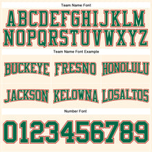 Load image into Gallery viewer, Custom Stitched Cream Kelly Green-Red Football Pullover Sweatshirt Hoodie