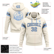 Load image into Gallery viewer, Custom Stitched Cream Light Blue-Steel Gray Football Pullover Sweatshirt Hoodie