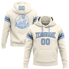 Load image into Gallery viewer, Custom Stitched Cream Light Blue-Steel Gray Football Pullover Sweatshirt Hoodie
