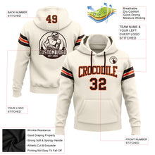 Load image into Gallery viewer, Custom Stitched Cream Brown-Orange Football Pullover Sweatshirt Hoodie