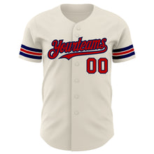Load image into Gallery viewer, Custom Cream Red-Navy Authentic Baseball Jersey