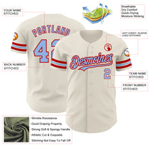 Load image into Gallery viewer, Custom Cream Light Blue-Red Authentic Baseball Jersey