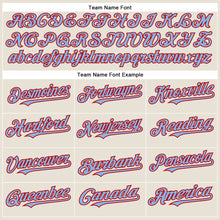 Load image into Gallery viewer, Custom Cream Light Blue-Red Authentic Baseball Jersey