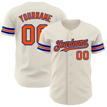 Load image into Gallery viewer, Custom Cream Orange-Royal Authentic Baseball Jersey