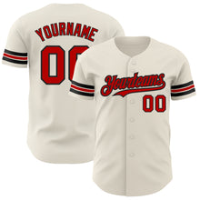 Load image into Gallery viewer, Custom Cream Red-Black Authentic Baseball Jersey