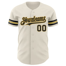 Load image into Gallery viewer, Custom Cream Black-Old Gold Authentic Baseball Jersey