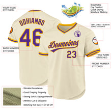 Load image into Gallery viewer, Custom Cream Purple-Gold Authentic Throwback Baseball Jersey