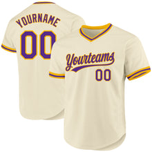 Load image into Gallery viewer, Custom Cream Purple-Gold Authentic Throwback Baseball Jersey