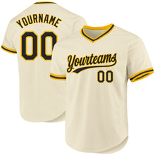 Load image into Gallery viewer, Custom Cream Black-Gold Authentic Throwback Baseball Jersey
