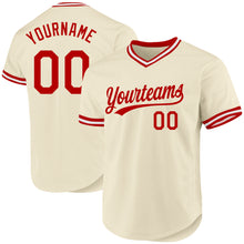 Load image into Gallery viewer, Custom Cream Red-White Authentic Throwback Baseball Jersey