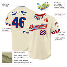 Load image into Gallery viewer, Custom Cream Royal Red-White Authentic Throwback Baseball Jersey