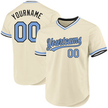 Load image into Gallery viewer, Custom Cream Light Blue-Black Authentic Throwback Baseball Jersey