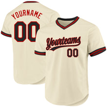 Load image into Gallery viewer, Custom Cream Black-Red Authentic Throwback Baseball Jersey