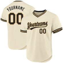 Load image into Gallery viewer, Custom Cream Black-Old Gold Authentic Throwback Baseball Jersey
