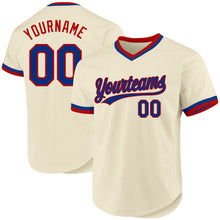 Load image into Gallery viewer, Custom Cream Royal-Red Authentic Throwback Baseball Jersey