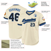 Load image into Gallery viewer, Custom Cream Black-Blue Authentic Throwback Baseball Jersey