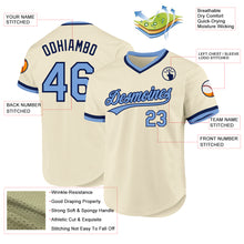 Load image into Gallery viewer, Custom Cream Light Blue-Navy Authentic Throwback Baseball Jersey