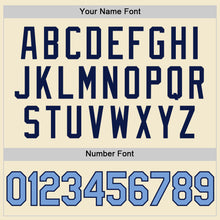 Load image into Gallery viewer, Custom Cream Light Blue-Navy Authentic Throwback Baseball Jersey