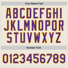 Load image into Gallery viewer, Custom Cream Purple-Gold Authentic Throwback Basketball Jersey