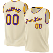 Load image into Gallery viewer, Custom Cream Purple-Gold Authentic Throwback Basketball Jersey