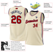 Load image into Gallery viewer, Custom Cream Red-Navy Authentic Throwback Basketball Jersey