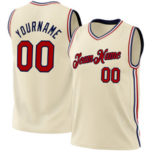 Load image into Gallery viewer, Custom Cream Red-Navy Authentic Throwback Basketball Jersey