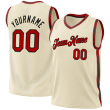Load image into Gallery viewer, Custom Cream Red-Black Authentic Throwback Basketball Jersey