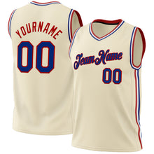 Load image into Gallery viewer, Custom Cream Royal-Red Authentic Throwback Basketball Jersey