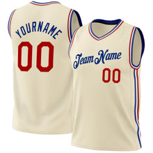 Load image into Gallery viewer, Custom Cream Red-Royal Authentic Throwback Basketball Jersey