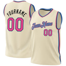 Load image into Gallery viewer, Custom Cream Pink Black-Light Blue Authentic Throwback Basketball Jersey