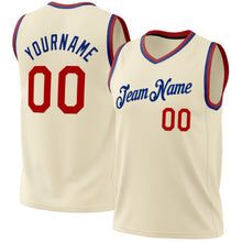Load image into Gallery viewer, Custom Cream Red-Royal Authentic Throwback Basketball Jersey
