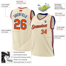 Load image into Gallery viewer, Custom Cream Orange-Royal Authentic Throwback Basketball Jersey