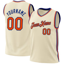 Load image into Gallery viewer, Custom Cream Orange-Royal Authentic Throwback Basketball Jersey