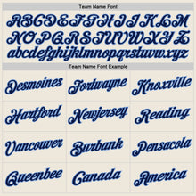 Load image into Gallery viewer, Custom Cream Navy-Light Blue Authentic Throwback Basketball Jersey