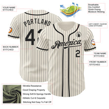 Load image into Gallery viewer, Custom Cream Black Pinstripe Black Authentic Baseball Jersey