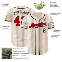 Load image into Gallery viewer, Custom Cream Red Pinstripe Black Authentic Baseball Jersey