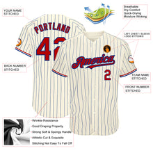 Load image into Gallery viewer, Custom Cream Royal Pinstripe Red-White Authentic Baseball Jersey