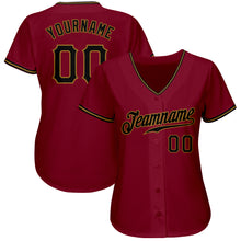 Load image into Gallery viewer, Custom Crimson Black-Old Gold Authentic Baseball Jersey