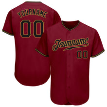 Load image into Gallery viewer, Custom Crimson Black-Old Gold Authentic Baseball Jersey