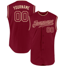 Load image into Gallery viewer, Custom Crimson Crimson-Cream Authentic Sleeveless Baseball Jersey