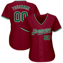 Load image into Gallery viewer, Custom Crimson Kelly Green-White Authentic Baseball Jersey