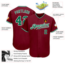 Load image into Gallery viewer, Custom Crimson Kelly Green-White Authentic Baseball Jersey