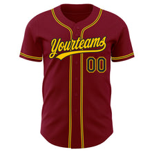 Load image into Gallery viewer, Custom Crimson Black-Gold Authentic Baseball Jersey