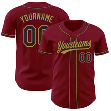 Load image into Gallery viewer, Custom Crimson Black-Old Gold Authentic Baseball Jersey