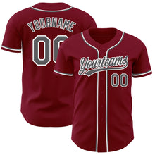 Load image into Gallery viewer, Custom Crimson Steel Gray-White Authentic Baseball Jersey