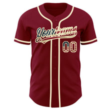 Load image into Gallery viewer, Custom Crimson Vintage USA Flag-Cream Authentic Baseball Jersey